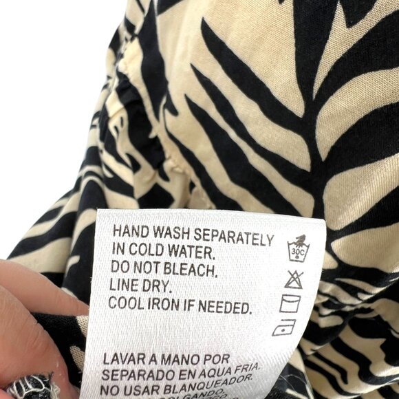 Patrons Of Peace Tropical Leaf Print V-Neck Sundress Ivory Black Size XS - Picture 11 of 12